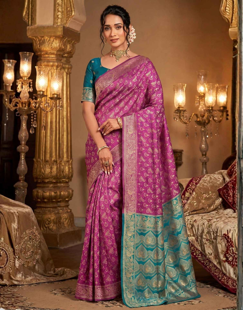 Magenta Shimmer Silk Woven Banarasi Saree