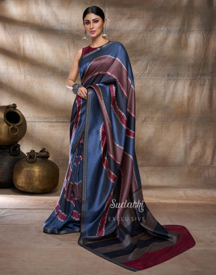 Mouni Roy Rusty Grey Terracotta Silk Saree from Sudathi