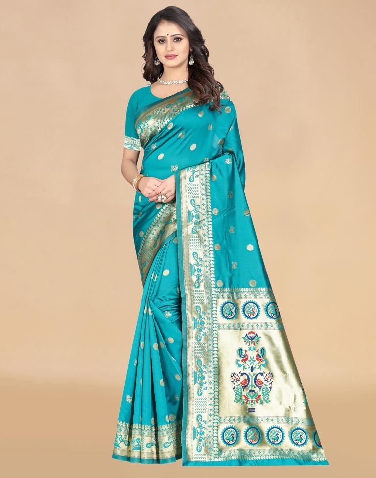 Rama Paithani Silk Saree