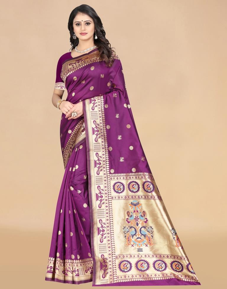 Purple Paithani Silk Saree