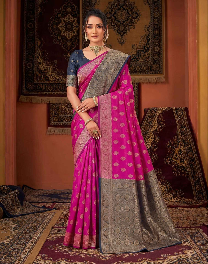 Pink Shimmer Silk Woven Banarasi Saree
