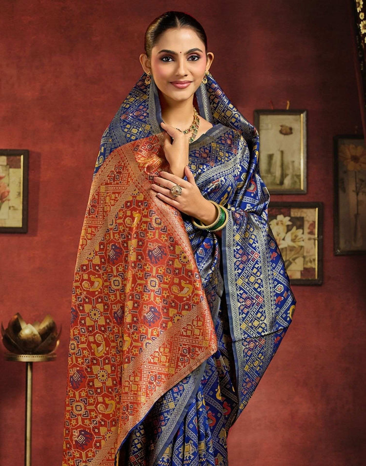 Royal Blue Silk Woven Patola Saree
