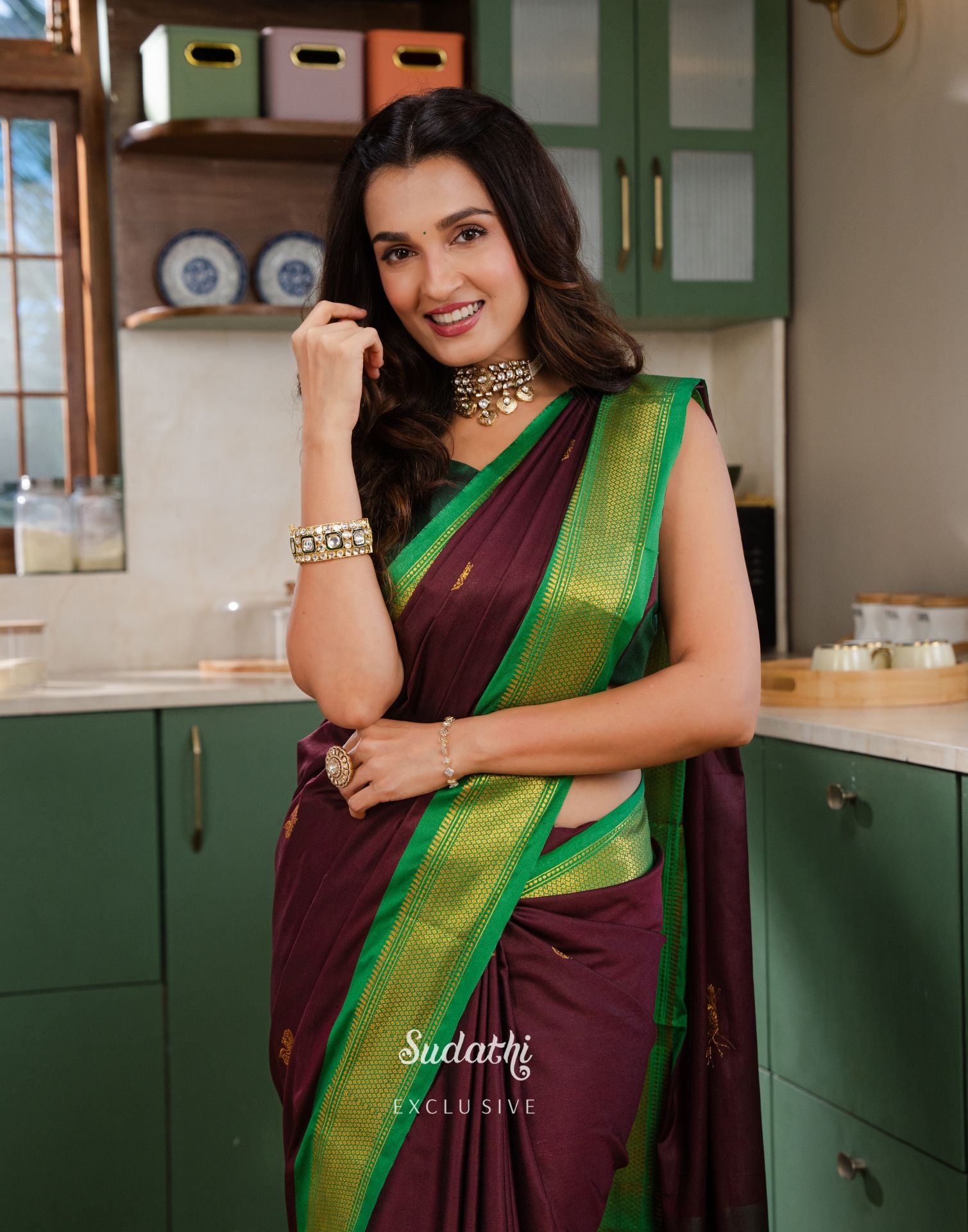 Shiny Doshi Wine Silk Woven Kanjivaram Saree