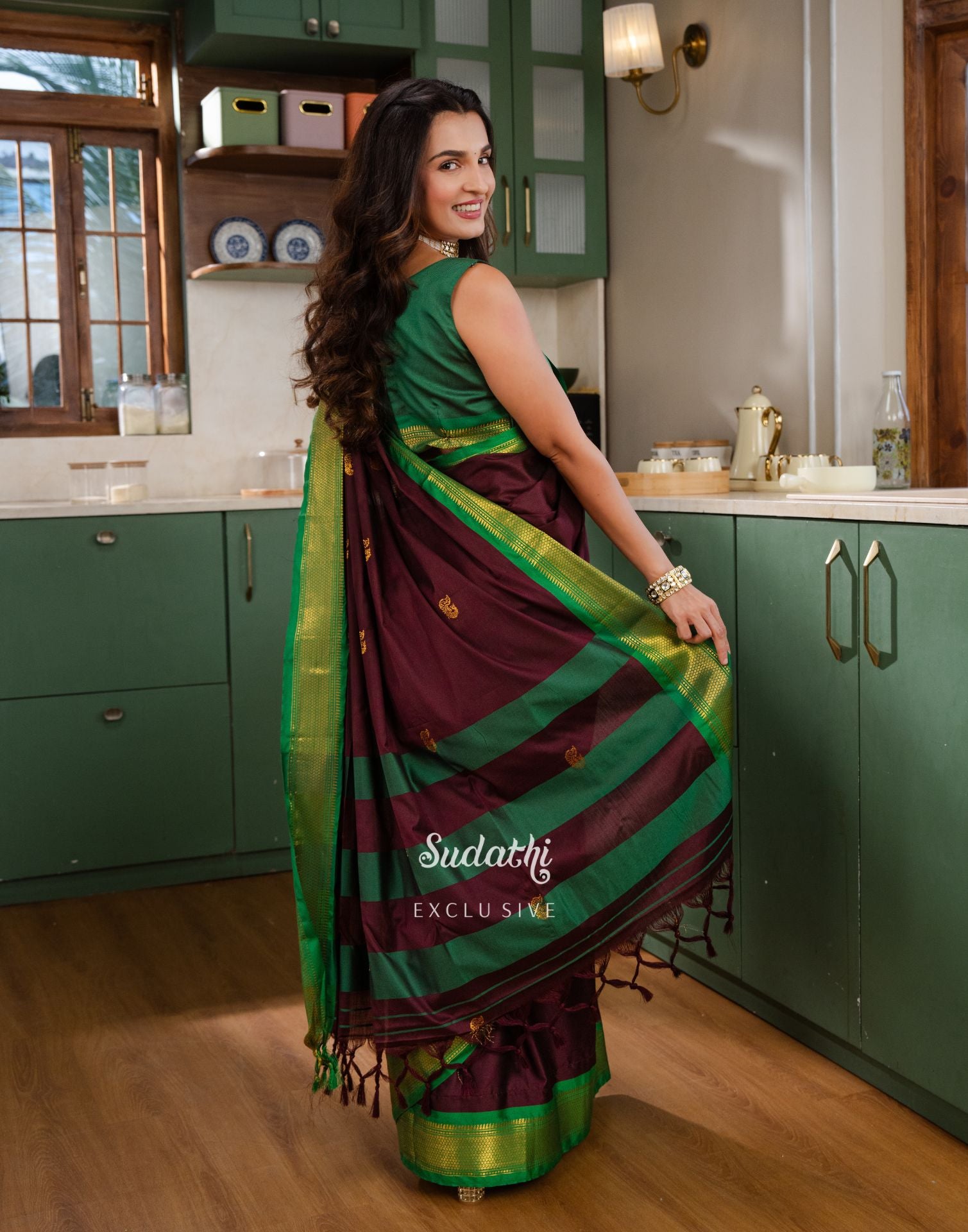 Shiny Doshi Wine Silk Woven Kanjivaram Saree