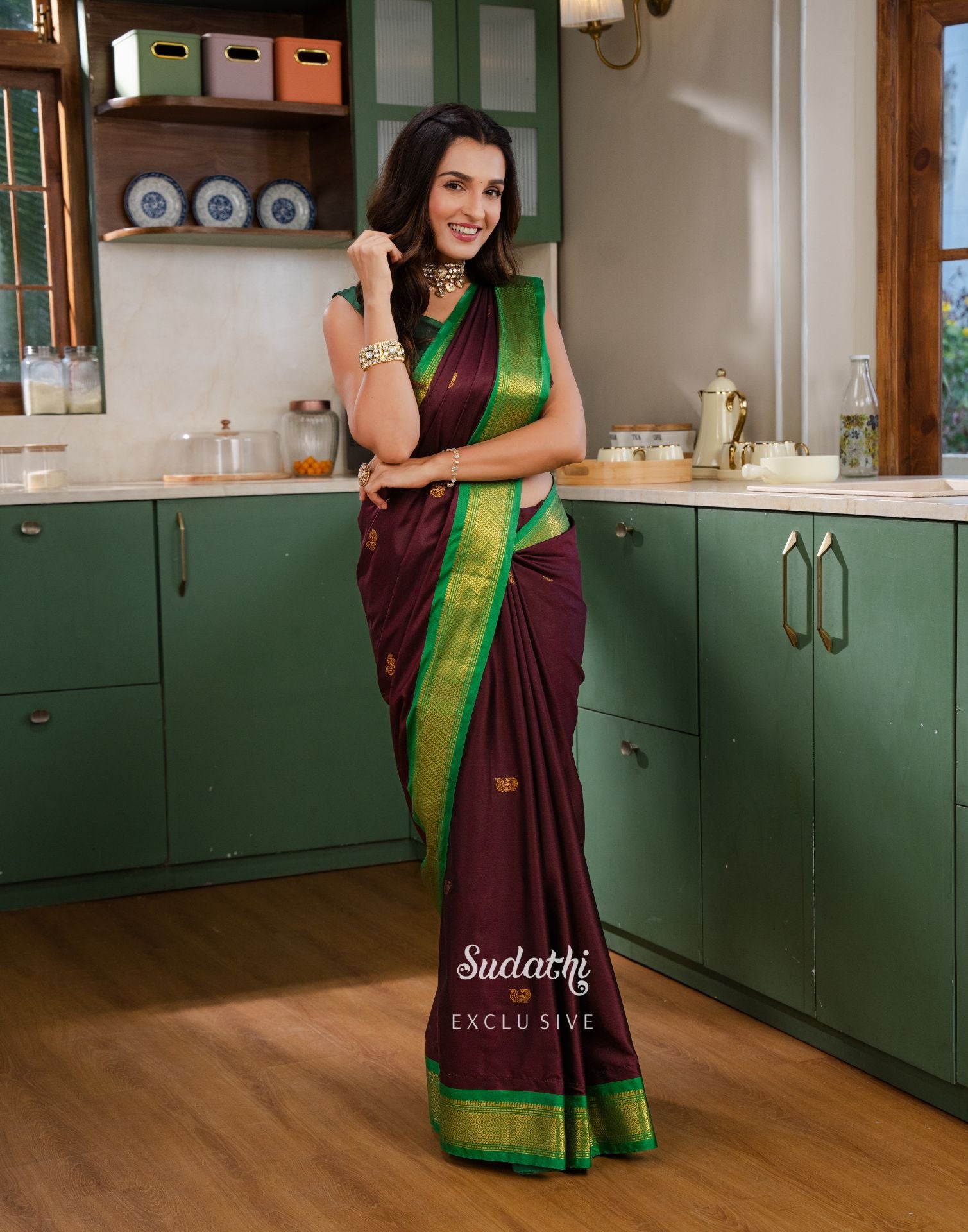 Shiny Doshi Wine Silk Woven Kanjivaram Saree