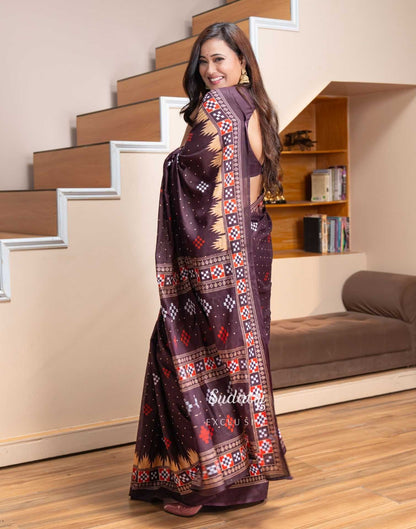 Shweta Tiwari Plum Wine Ready To Wear Cotton Saree Sudathi