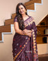 Shweta Tiwari Plum Wine Ready To Wear Cotton Saree Sudathi