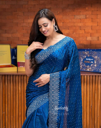 Shweta Tiwari Sapphire Blue Swarovski Saree
