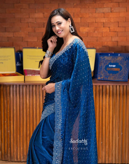 Shweta Tiwari Sapphire Blue Swarovski Saree