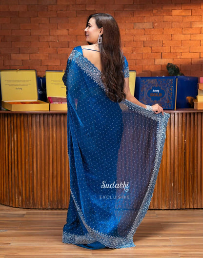 Shweta Tiwari Sapphire Blue Swarovski Saree