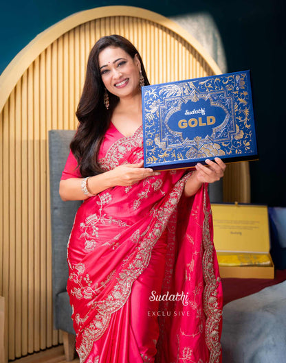 Shweta Tiwari Blush Pink Sequin Embroidered Silk Saree Sudathi