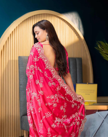 Shweta Tiwari Blush Pink Sequin Embroidered Silk Saree Sudathi