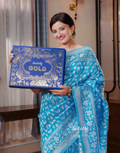 Suhasi Dhami Sky Blue Silk Banarasi Saree