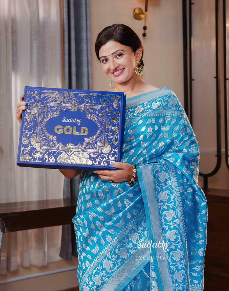 Suhasi Dhami Sky Blue Silk Banarasi Saree