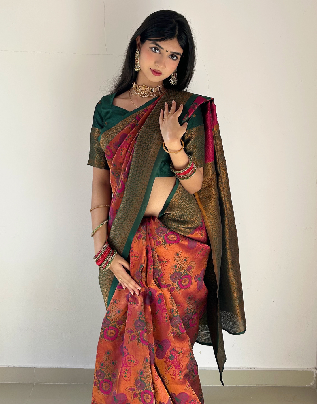 Wine Silk Blend Woven Saree
