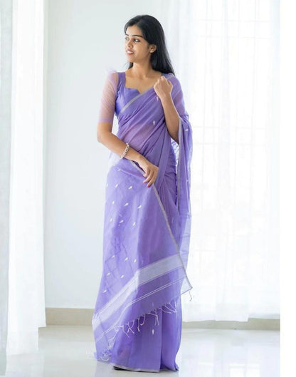 Lavender Cotton Weaving Saree