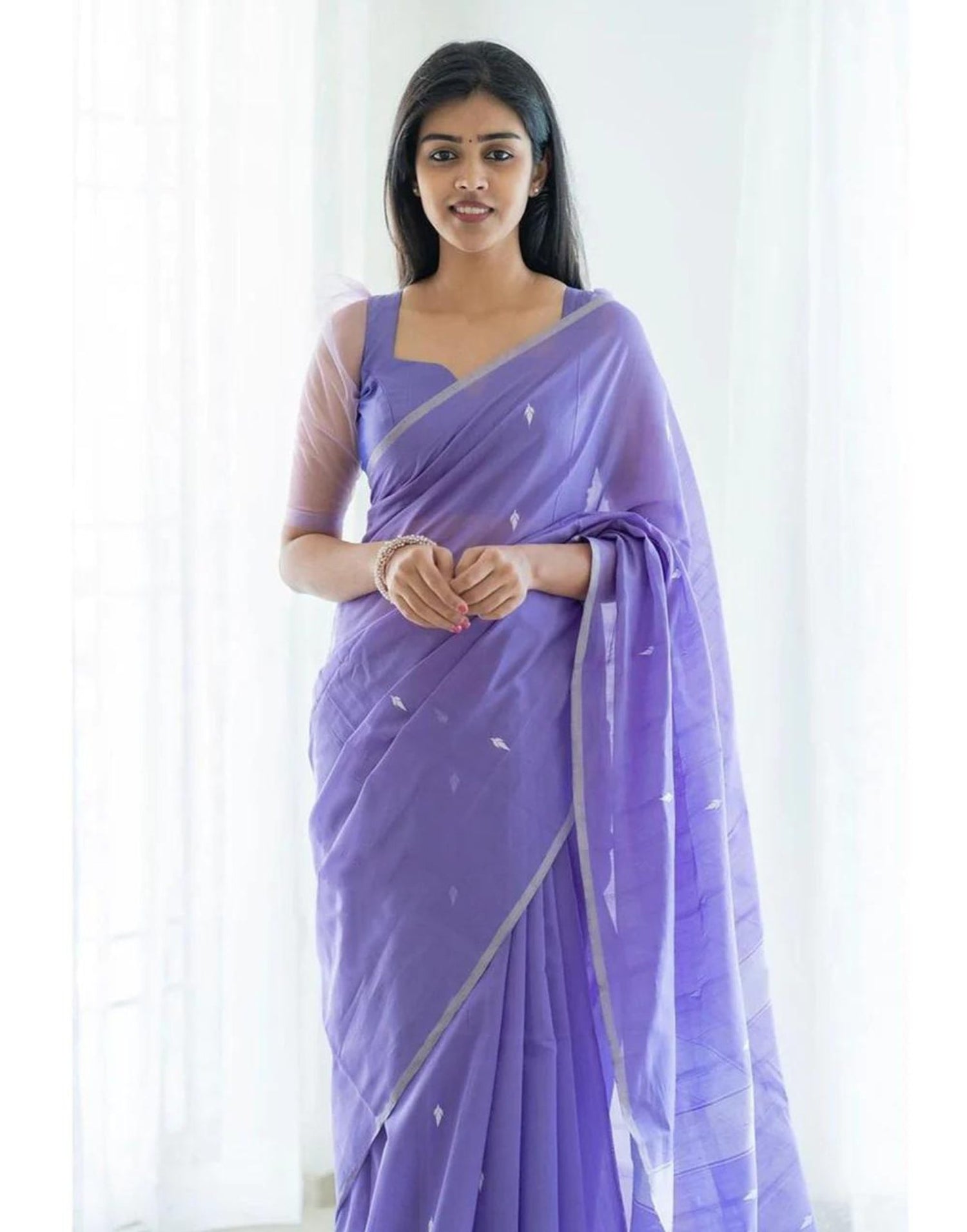 Lavender Cotton Weaving Saree