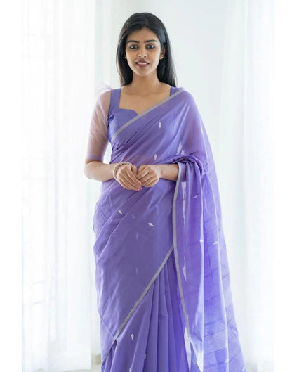 Lavender Cotton Weaving Saree