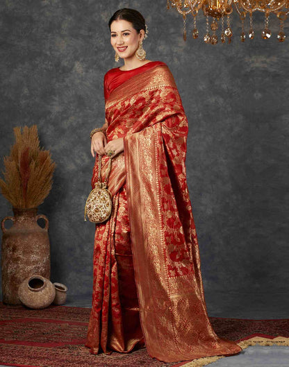 Red Zari Banarasi Silk Saree