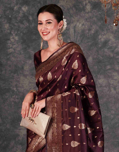 Brown Banarasi Silk Saree