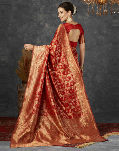 Red Zari Banarasi Silk Saree