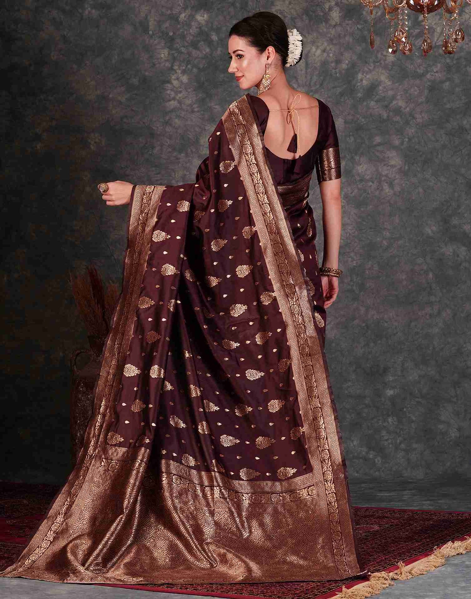 Brown Banarasi Silk Saree