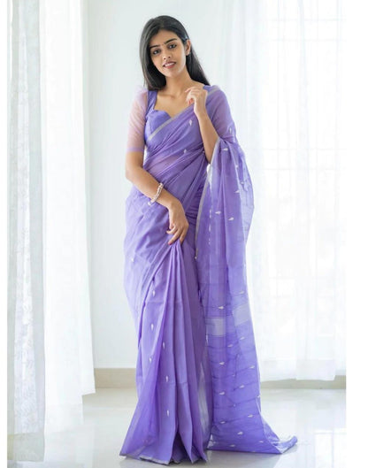 Lavender Cotton Weaving Saree