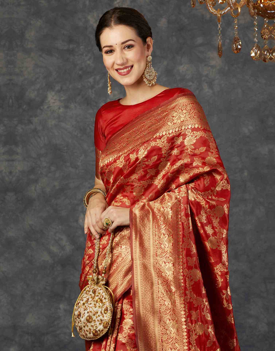 Red Zari Banarasi Silk Saree