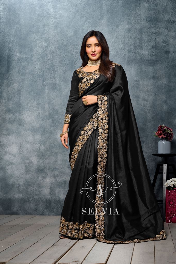 Black partywear saree best sale