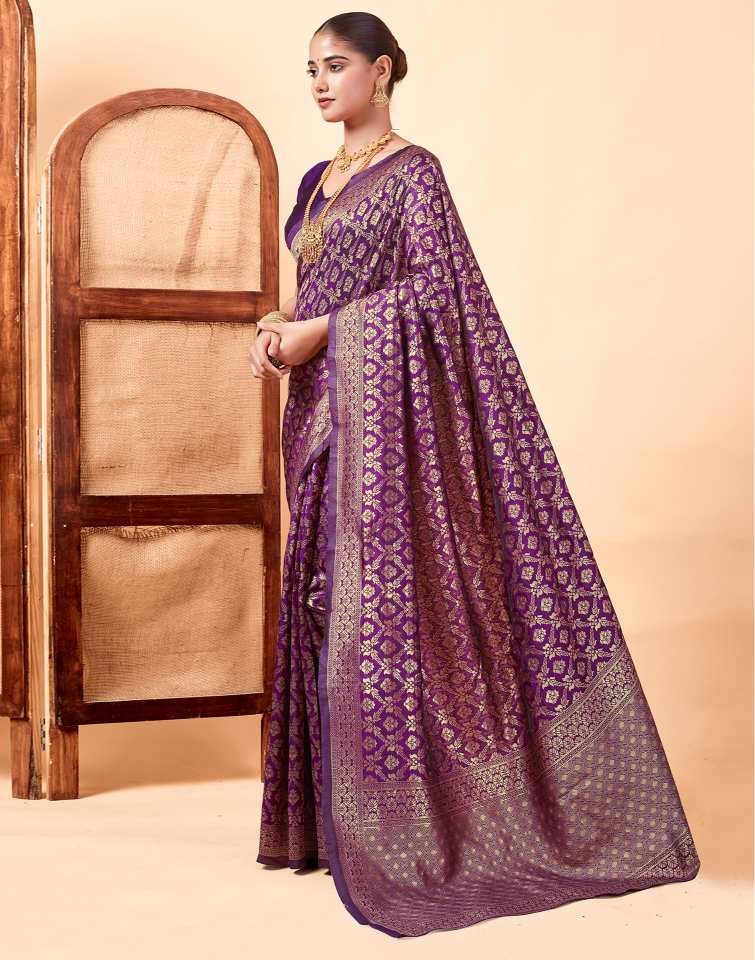 Dark Purple Banarasi Silk Saree