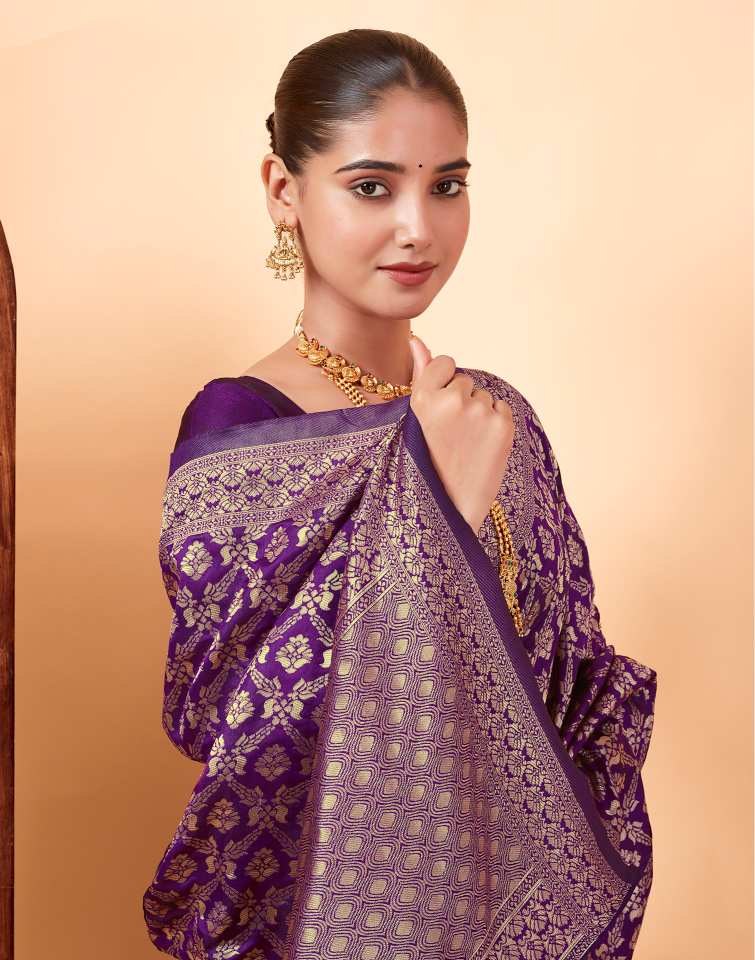 Dark Purple Banarasi Silk Saree