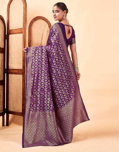 Dark Purple Banarasi Silk Saree