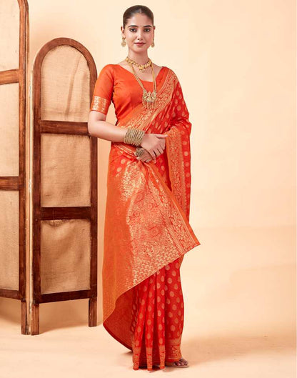 Orange Silk Weaving Saree