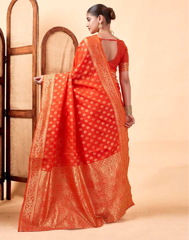 Orange Silk Weaving Saree