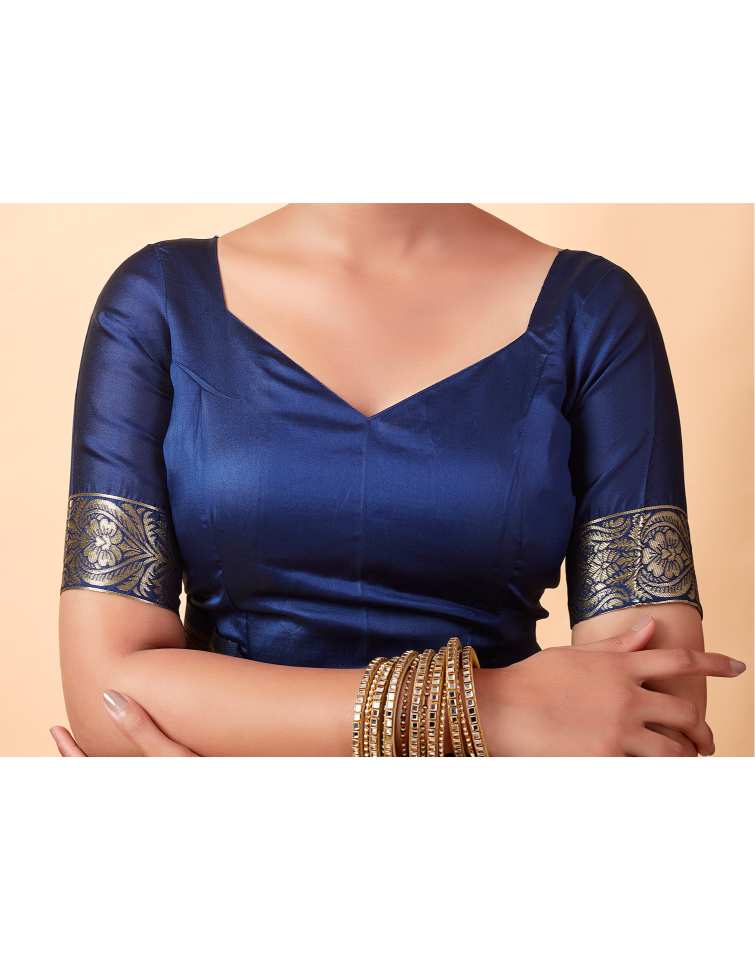 Navy Blue Banarasi Silk Saree