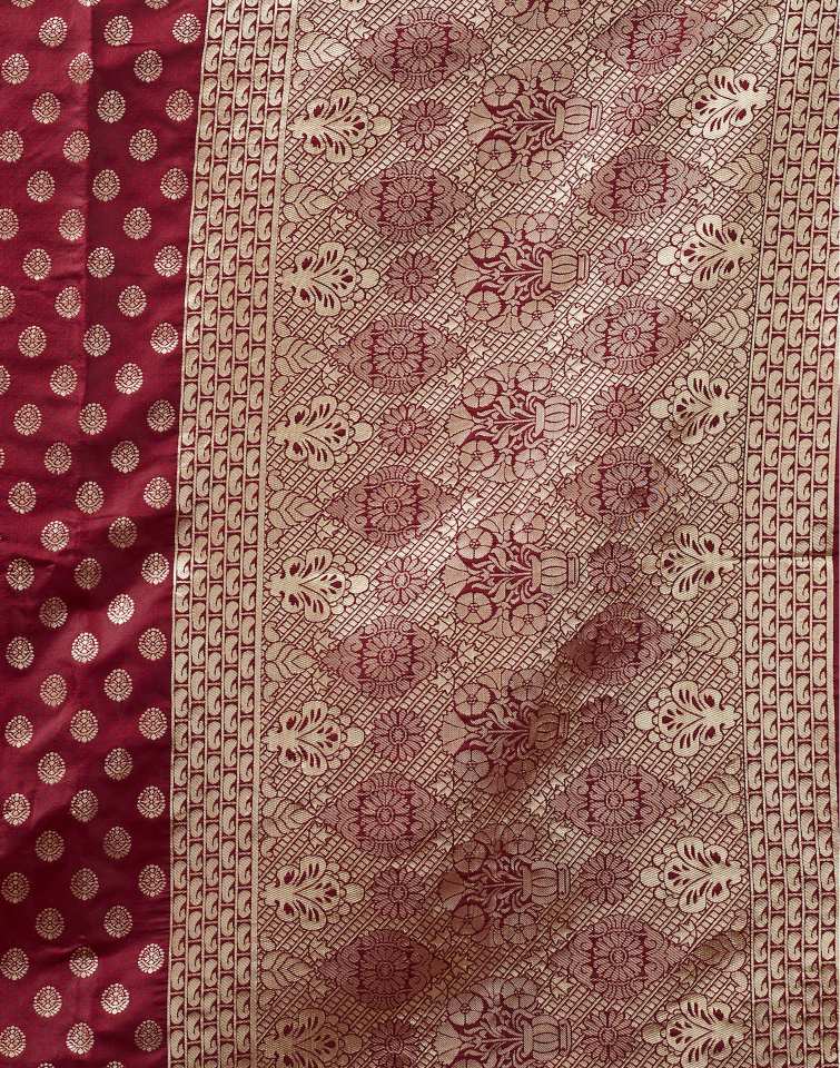 Dark Maroon Silk Weaving Saree