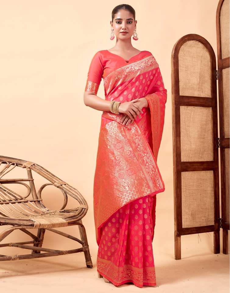 Pink Banarasi Silk Saree