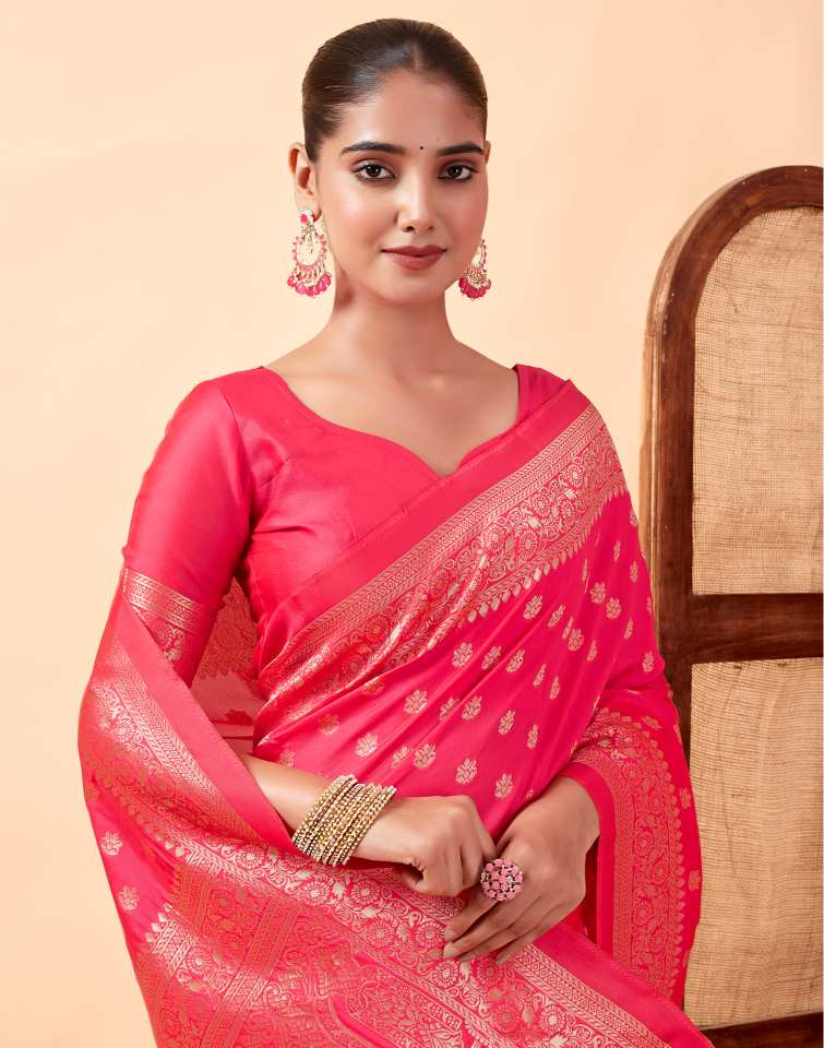 Pink Banarasi Silk Saree