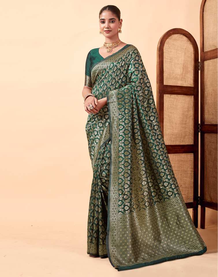 Dark Green Banarasi Silk Saree