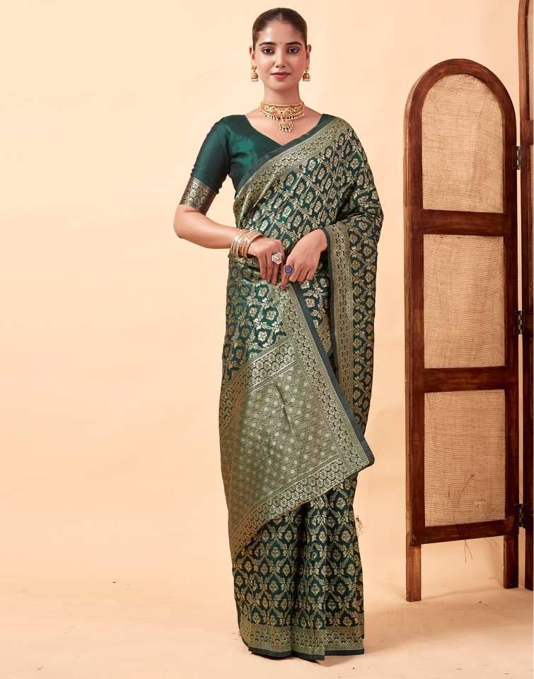 Dark Green Banarasi Silk Saree