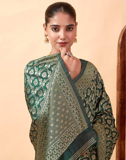 Dark Green Banarasi Silk Saree