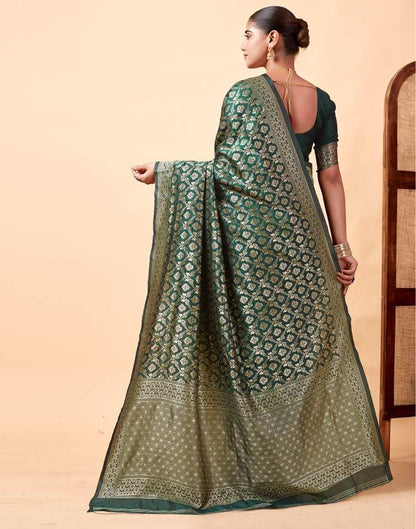 Dark Green Banarasi Silk Saree