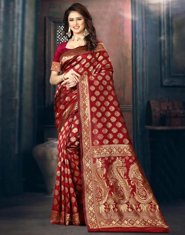 Maroon Banarasi Silk Saree