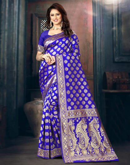 Violet Jacquard Banarasi Silk Saree