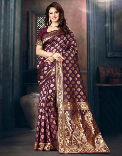 Purple Jacquard Banarasi Silk Saree