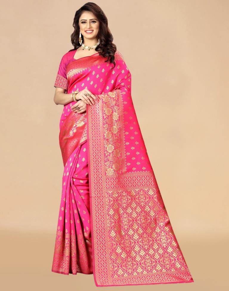 Pink Banarasi Silk Saree