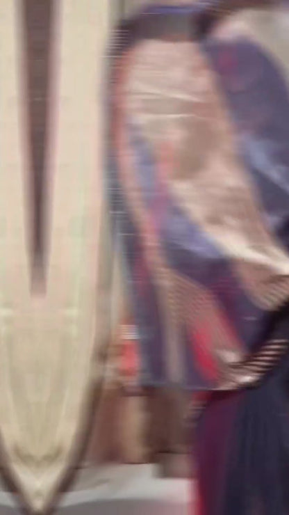 Mouni Roy Midnight Blue Gold Swarovski Saree