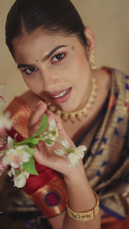 Navy Blue Silk Woven Patola Saree