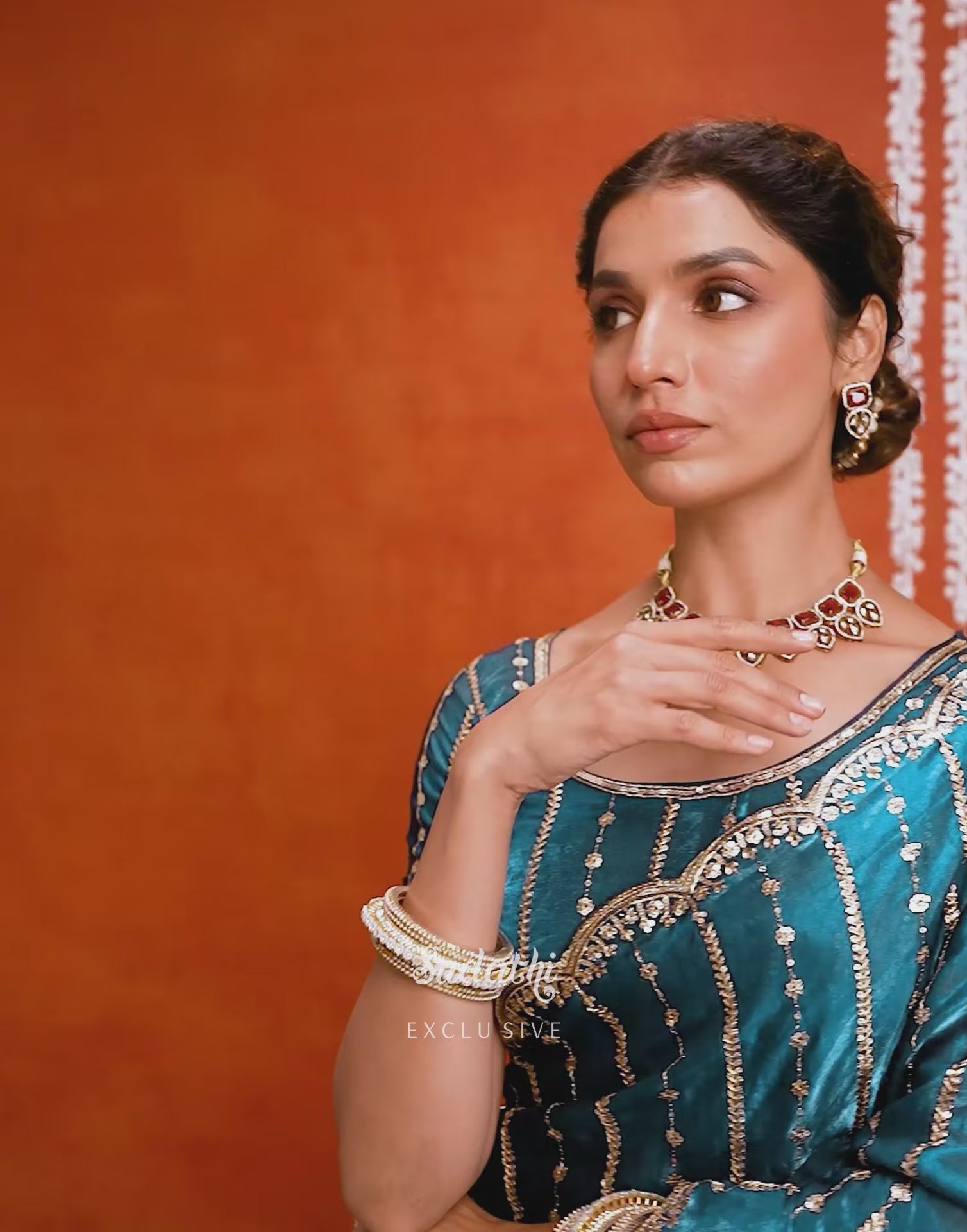 Peacock Blue Silk Sequence Embroidery Saree