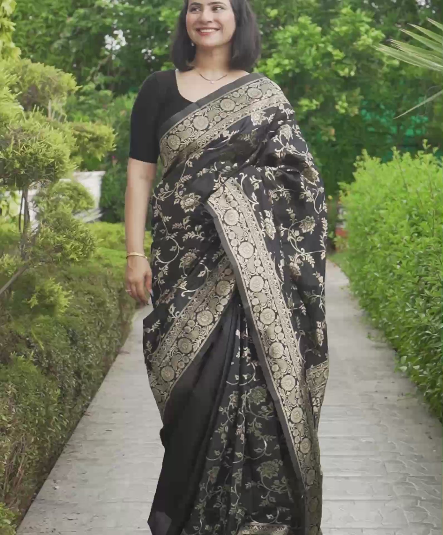 Black Silk Woven Banarasi Saree